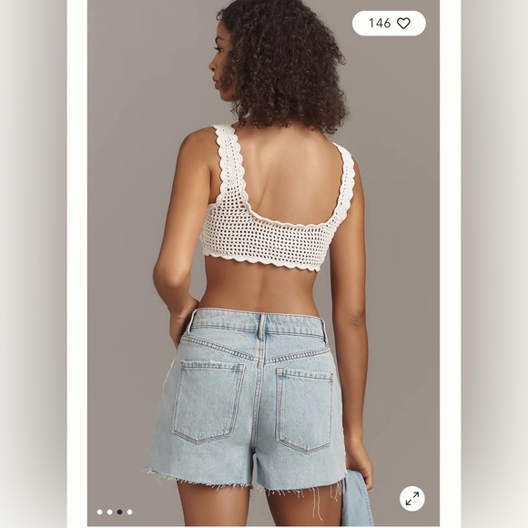 Anthropologie Avec Les Filles Crochet Cutoff Denim Shorts. NWT. - Picture 3 of 4